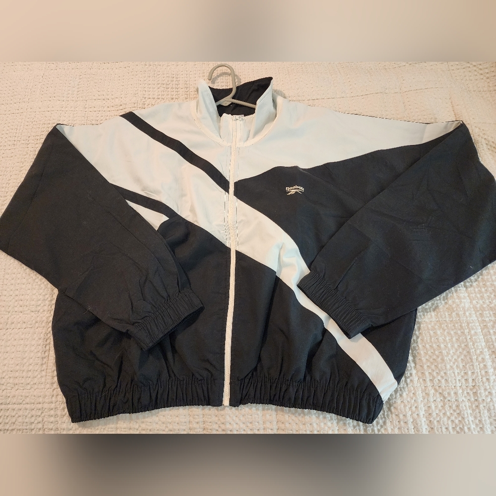 Reebok Black White Track Suit Jacket NWT 1X/16W Athleisure Activewear Workout